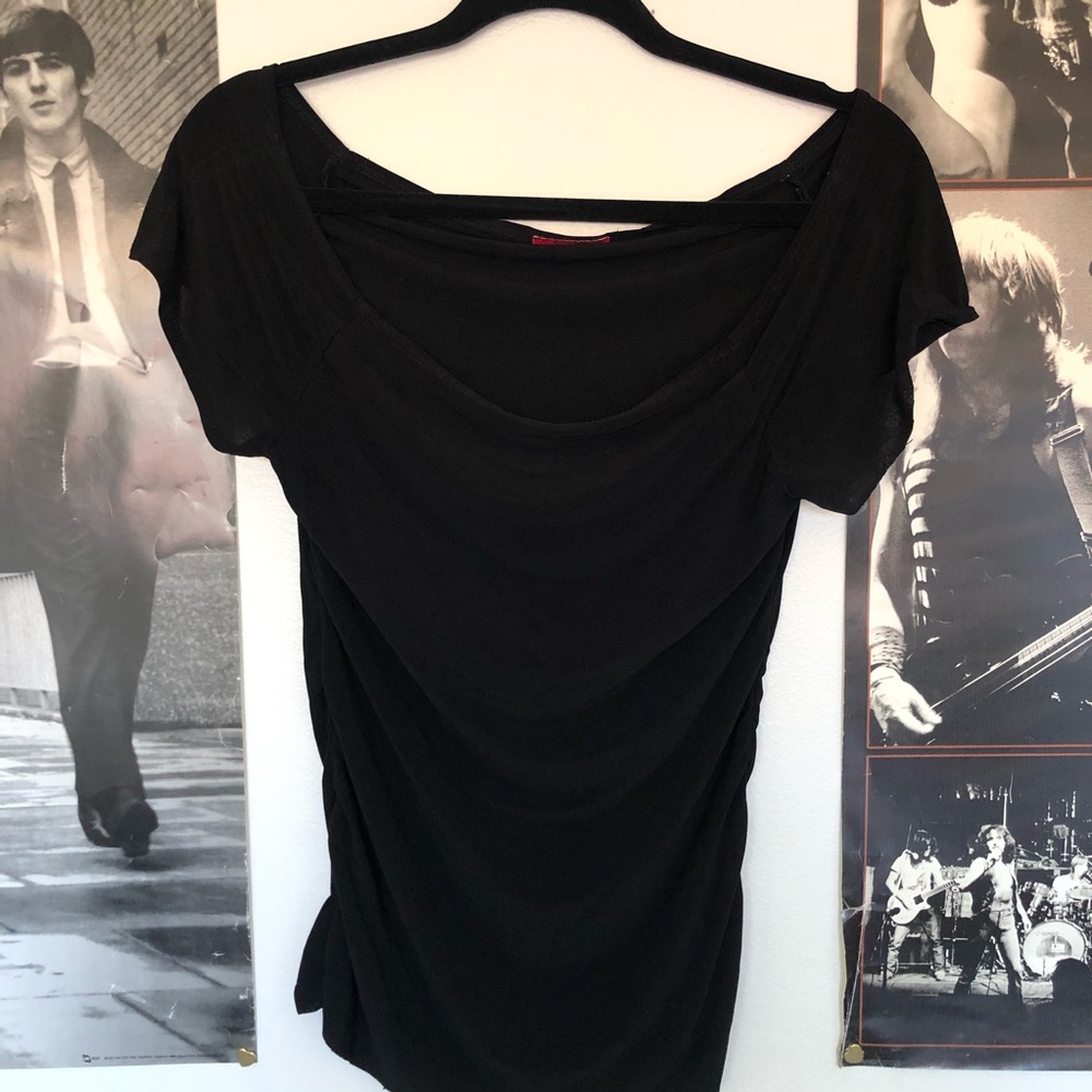 super cute off the shoulder black top by xi